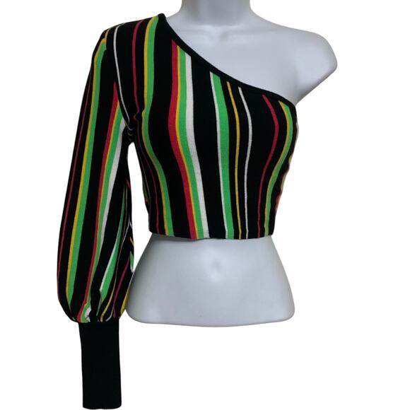 Fashion Nova Tops - Fashion Nova One Shoulder Puff Sleeve Sweater Womens Size M